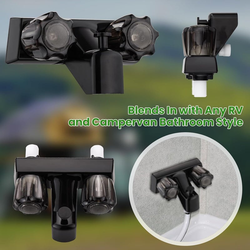 gcbcrit RV Shower Faucet, RV Bathtub Faucet with Shower Diverter, 4” Shower Valve Diverter Assembly Kit, Camper Shower Faucet, RV Shower Valve for RV Camper Van Travel Trailer Motorhome (Black) - Image 5